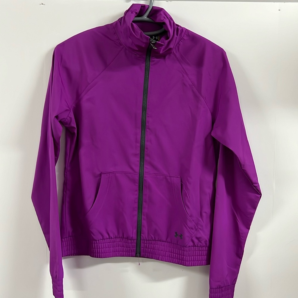 Women’s under armour semi fitted full zip jacket purple size SM polyester